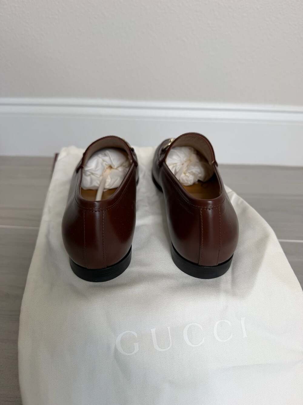 Gucci Jordaan Horsebit Loafers Sweet Chestnut Leather Flats EU 36 NIB - Picture 4 of 10